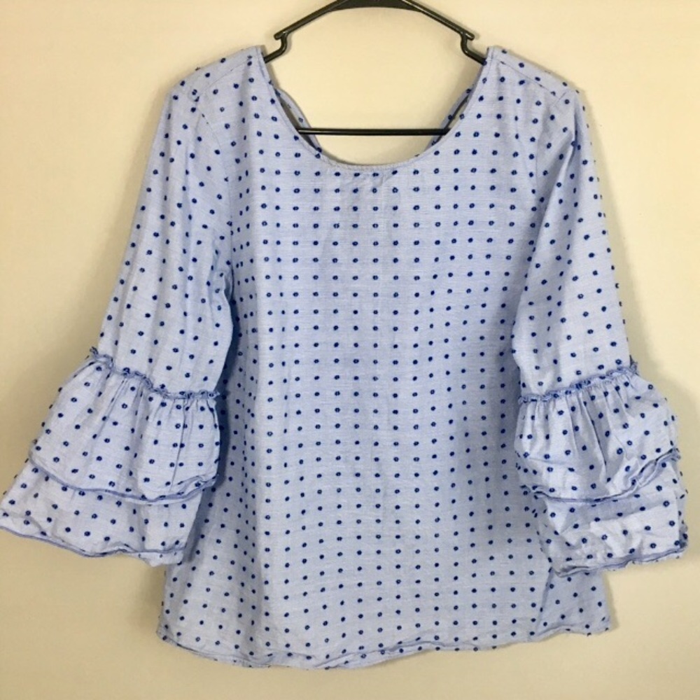 NWT Jane and Delaney Blue Bell Ruffle Sleeve Shirt